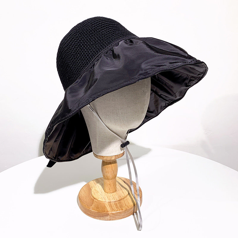 日本uv防晒帽女韩版大檐蝴蝶黑胶渔夫帽防紫外线遮阳帽夏季太阳帽