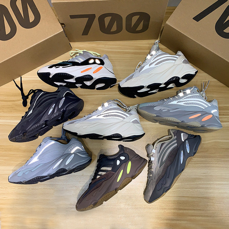 off yeezy华夫椰子鞋700v2真爆黑魂晶洞磁铁老爹鞋女反光情侣鞋潮