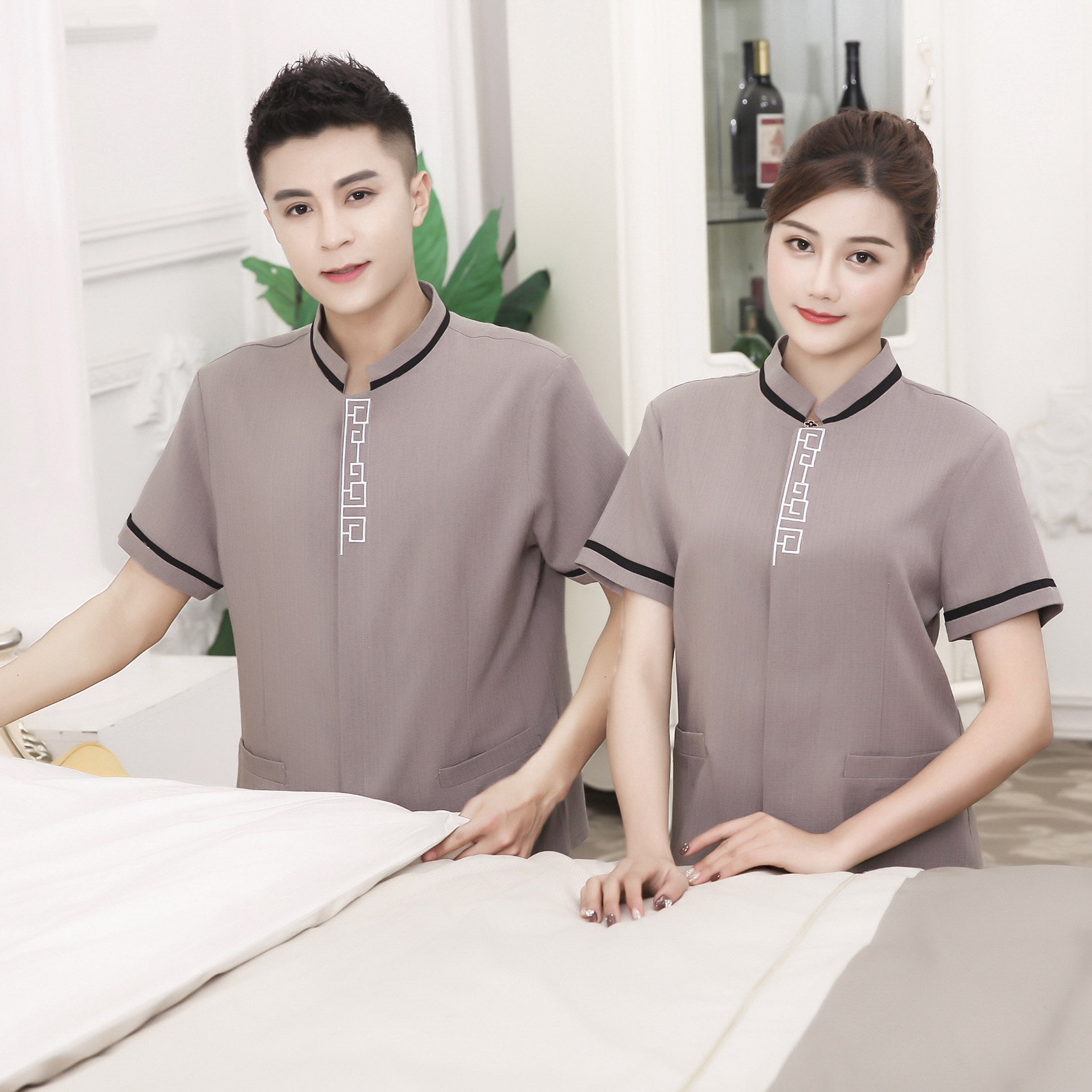 夏季保洁服短袖大码宾馆家政酒店客房楼层工作服pa工装制服男女