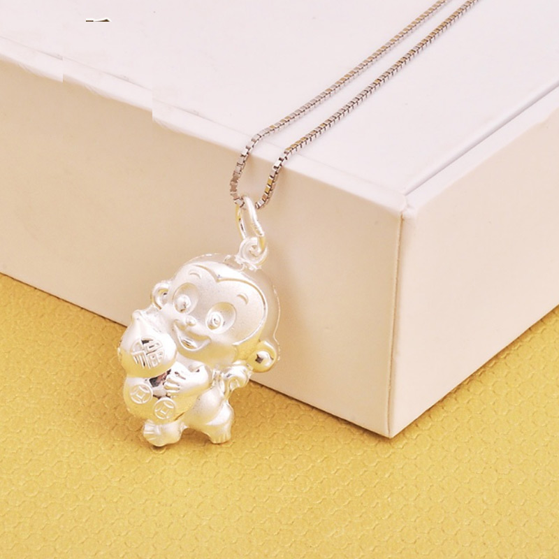 S999纯银生肖吊坠猴女士空心3D立体银项坠锁骨链宝宝锁项链在类目 饰品/流行首饰/时尚饰品新, 项坠/吊坠中 - 来自Buy2taobao.com提供专业的淘宝代购服务