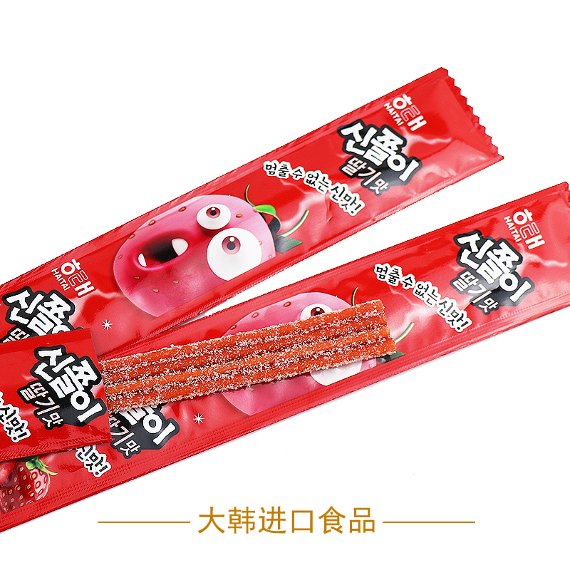 韩国进口休闲零食品海太草莓味长条皮糖软糖长舌头糖儿童糖果24g在类目 零食/坚果/特产, 糖果零食/果冻/布丁, 糖果中 - 来自Buy2taobao.com提供专业的淘宝代购服务