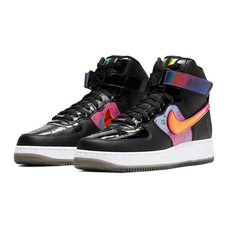 nike air force 1 high耐克af1电玩像素黑镭射高帮板鞋dc0831-101
