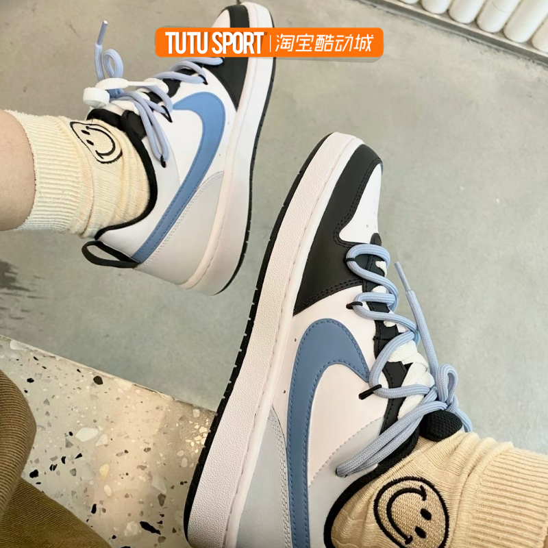 球鞋定制 Nike Court Borough 叙夏挽梦 百搭 黑白蓝 女子低帮板