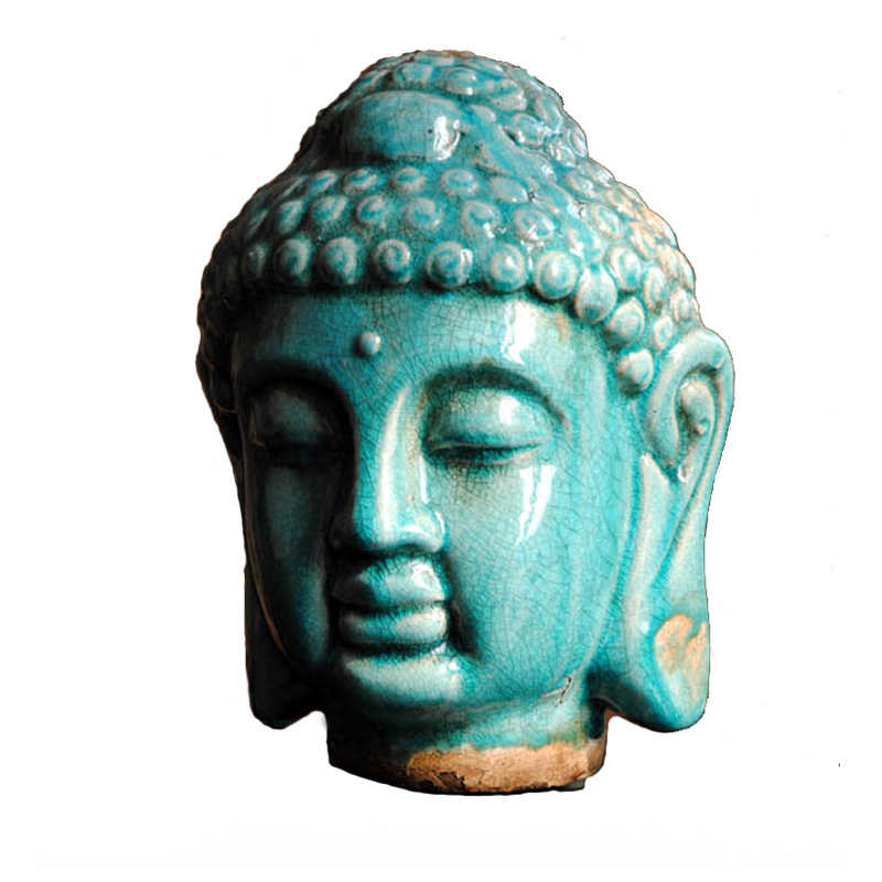 耐品家居东南亚陶瓷彩色佛头佛像陶瓷客厅摆件搁架转运好运礼品