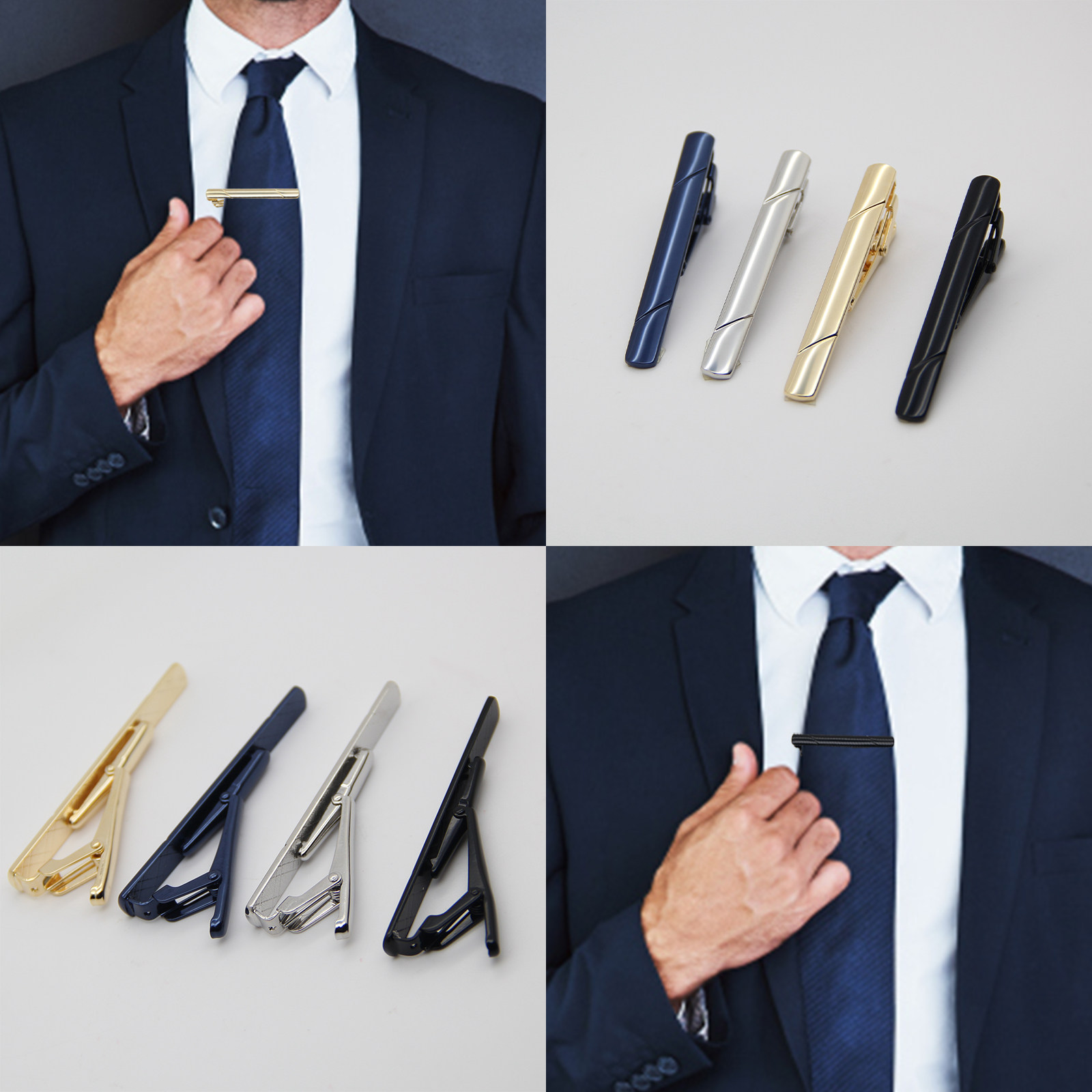 卡瑞爵黑色蓝色领带夹时尚商务男士领带夹白领精英保安正装领夹