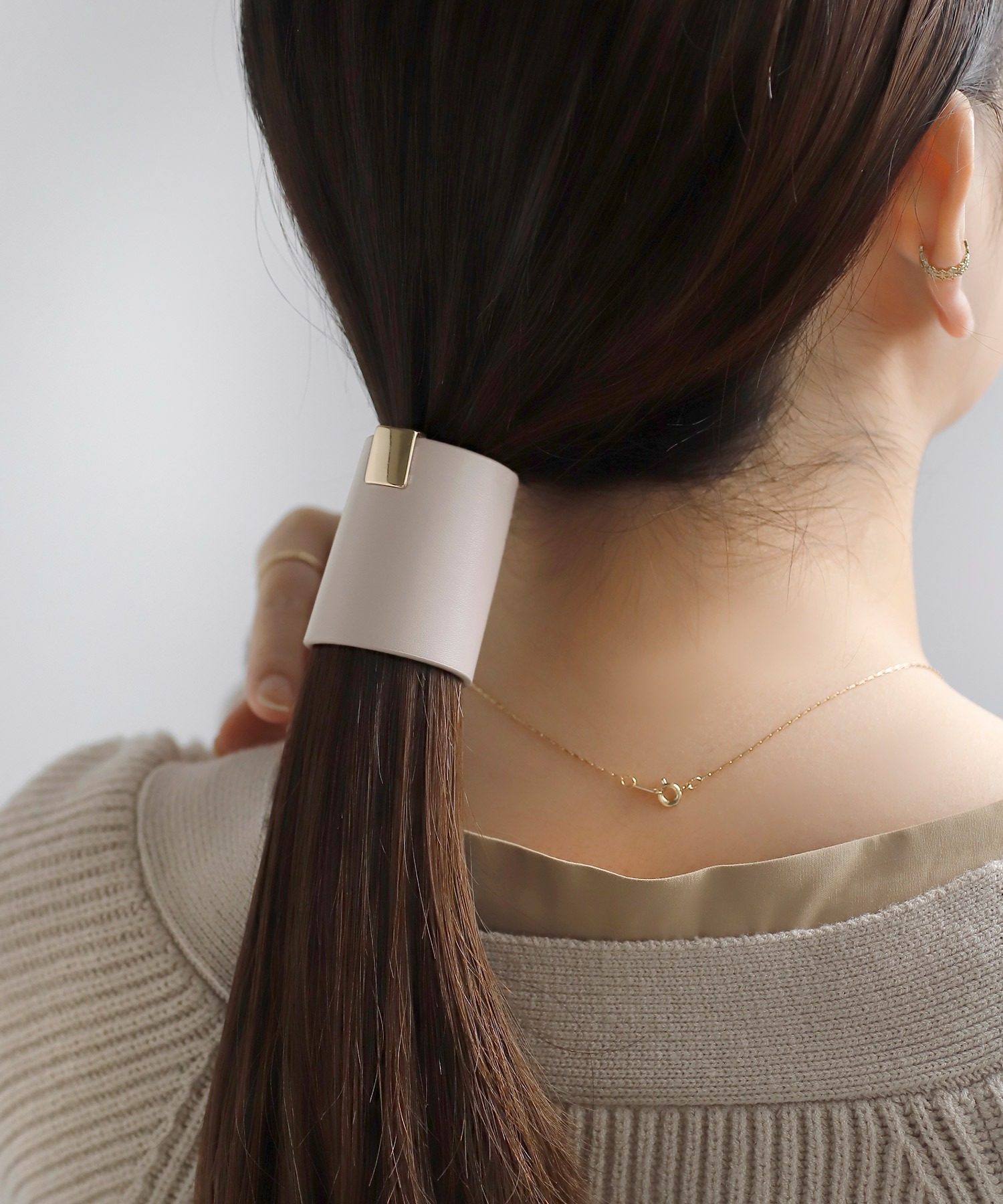 包拼邮日本代购anemone日系皮质个性拼接马尾束发绳套发圈头花