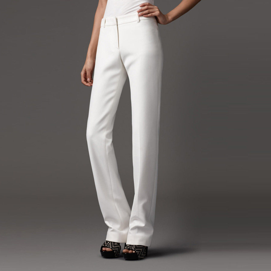 外滩风尚职业西裤女中腰修身直筒裤女白色正装裤女西装裤春12201