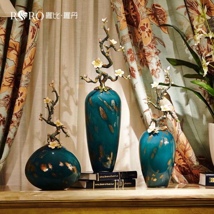 罗比罗丹喜悦欧式客厅花瓶家居艺术摆件珐琅彩家居摆件软装饰品