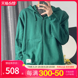 adidas阿迪达斯连帽开衫男子卫衣23夏季运动服休闲绿色外套IQ3427