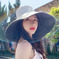 渔夫帽女夏季百搭大帽檐遮阳帽遮脸防晒帽防紫外线可折叠太阳帽子