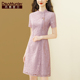 丹慕妮尔紫色法式优雅蕾丝连衣裙2024夏季新款女装气质收腰a字裙