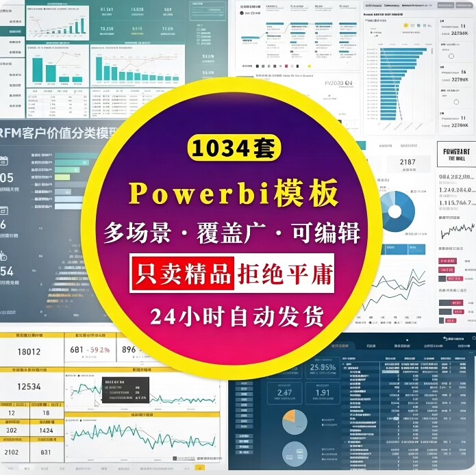 PowerBI数据可视化模板 1034套多场景通用办公素材