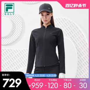 FILA 斐乐女子外套2022秋新修身运动休闲高尔夫针织长袖上衣