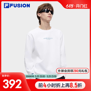 FILA FUSION斐乐潮牌男子套头卫衣2024春季新款时尚休闲针织上衣