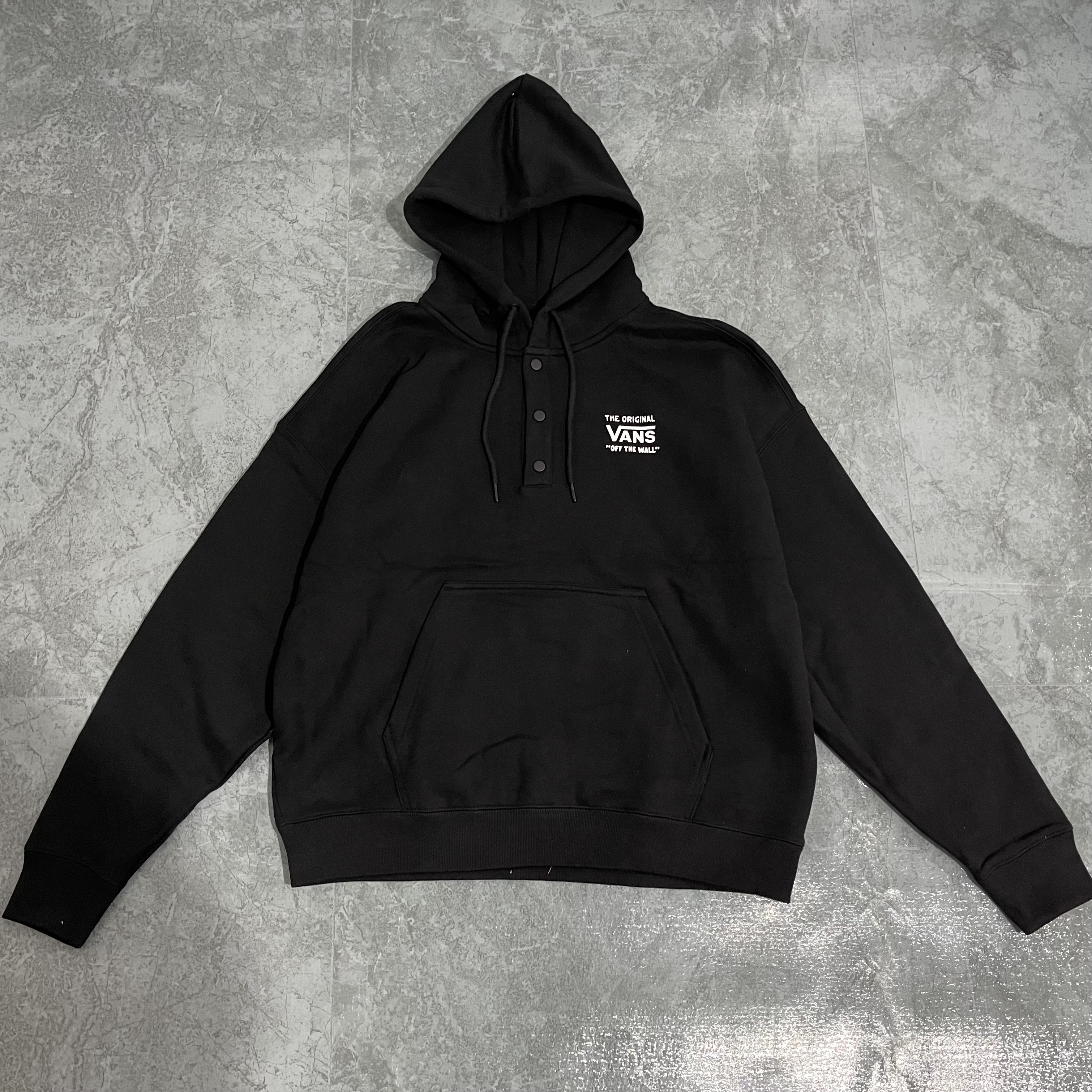 vans男女情侣款连帽黑色加绒保暖高街风宽松运动卫衣vn000917blk