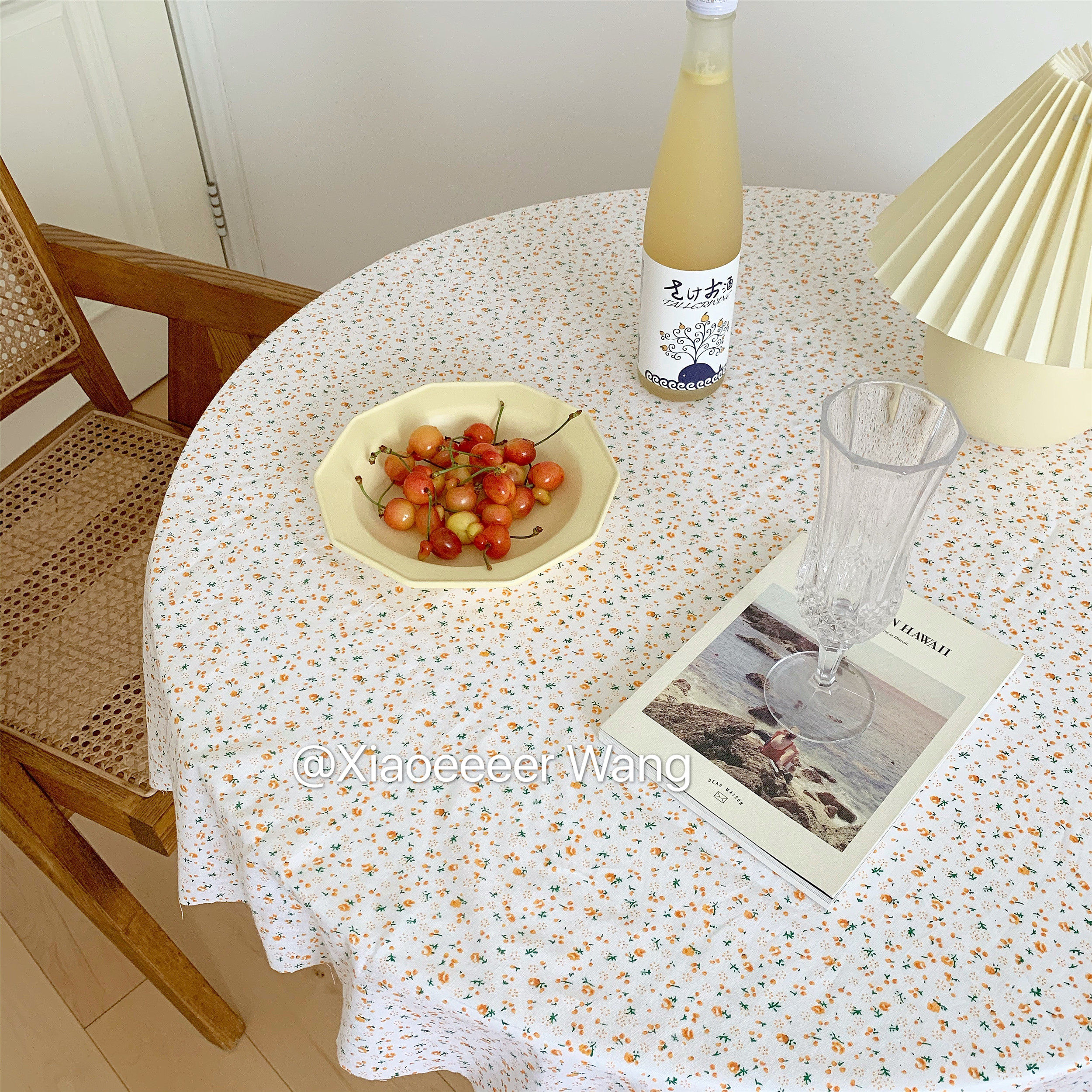 ins风小清新柚子味浪漫碎花桌布少女心宿舍家居装饰背景布野餐布