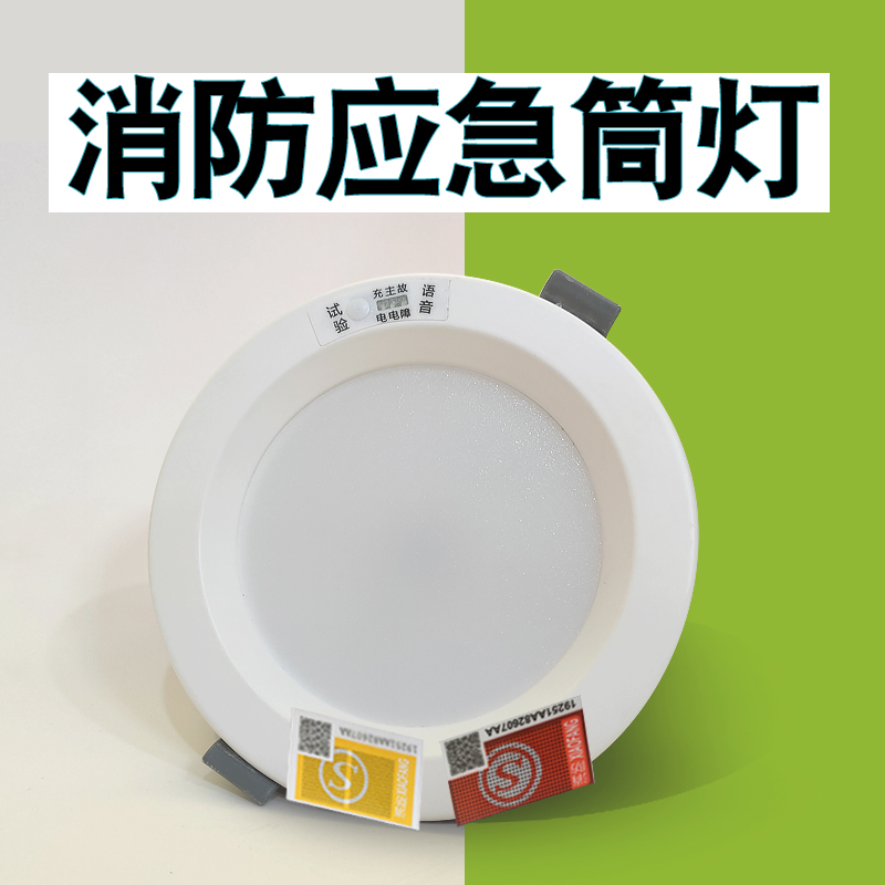 新国标消防应急筒灯led人体感应灯嵌入式吸顶停断电自动应急照明