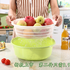 厨房加厚果蔬漏水盆创意筛子双层沥水篮塑料大号圆形洗菜篮水果篮