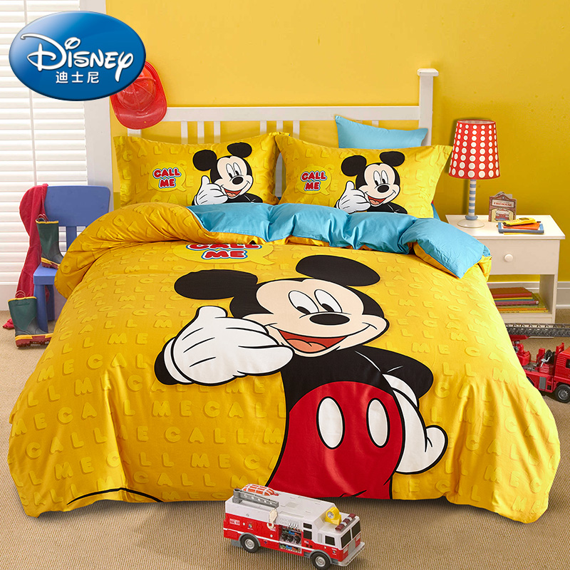 迪士尼儿童四件套全纯棉米奇床单被套卡通三件套床上用品男孩