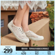 Skechers斯凯奇夏季女鞋百搭小白鞋蕾丝透气一脚蹬板鞋平底休闲鞋