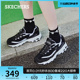 Skechers斯凯奇经典女鞋厚底熊猫鞋老爹鞋蝴蝶结运动鞋休闲鞋