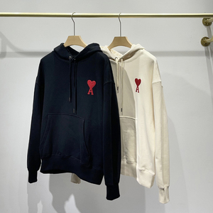 2021秋冬情侣款a字红心高克重厚实棉质毛圈内里宽松廓形连帽卫衣