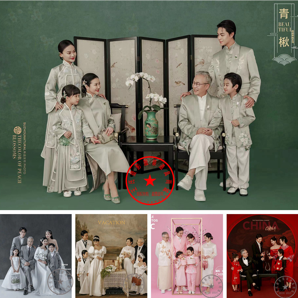 全家福家庭装亲子母女装一家六口2022年新款韩版中国风汉服秀禾装