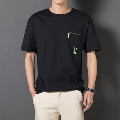 大码男装t恤潮牌时尚t恤男士短袖宽松春夏款圆领短袖t恤-金苹果高端男