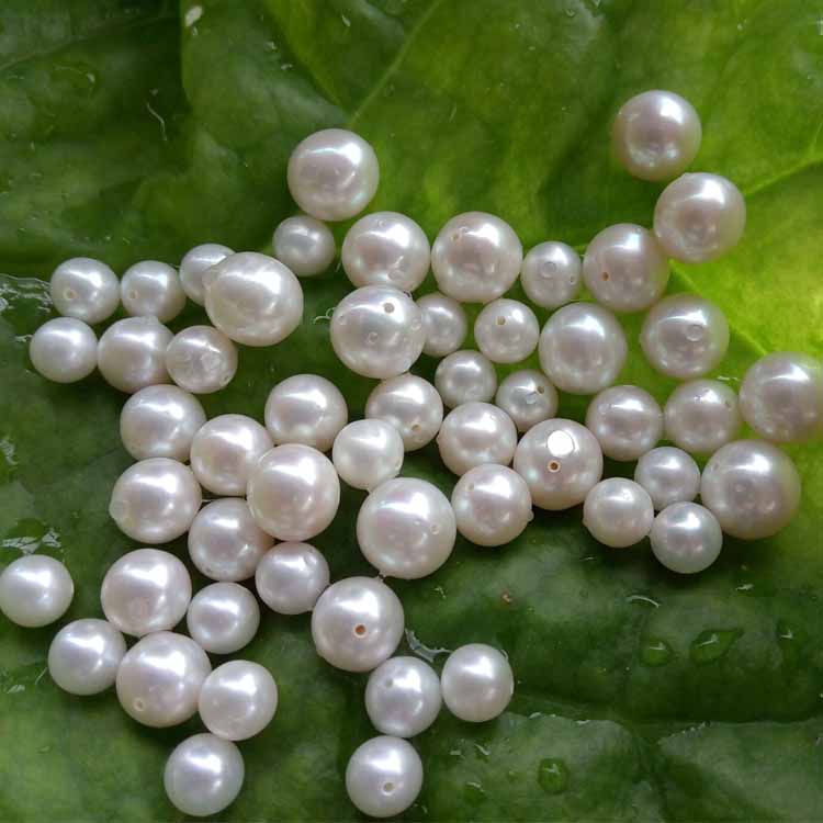 DIY天然淡水珍珠项链手链圆裸珠单颗散珍珠颗粒清仓供佛曼扎