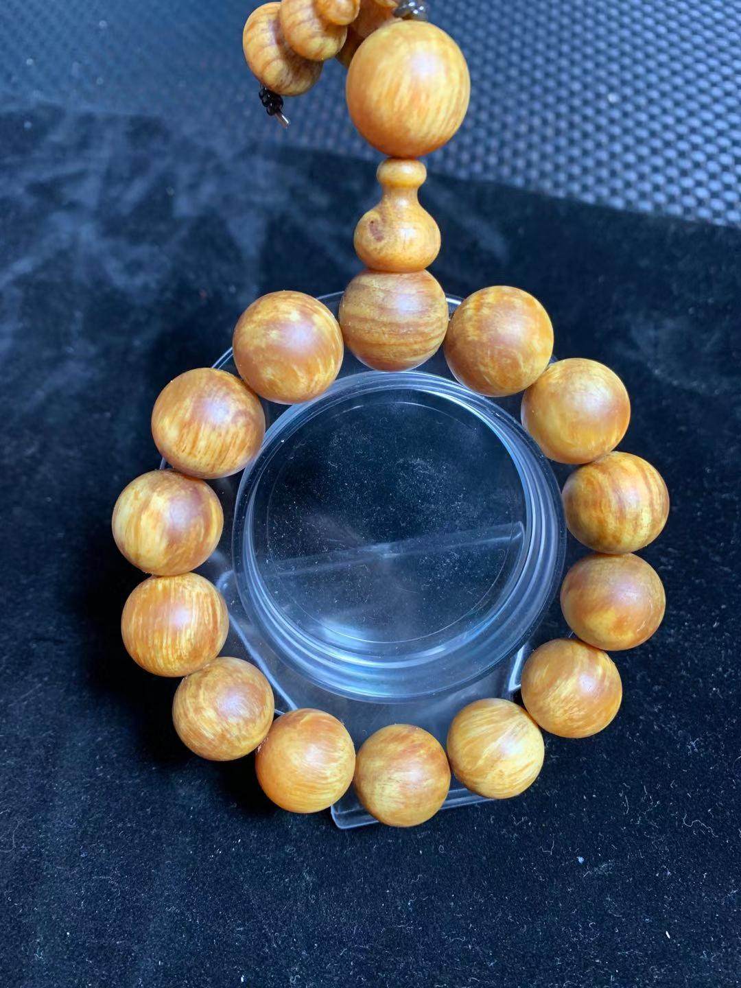 东北长白山琥珀木北沉香松明子手串明包满油全透佛珠念珠