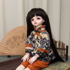 yoyo真淘 BJD SD 巨婴娃娃衣服4分娃衣棉麻青花旗袍套装 仅售娃衣