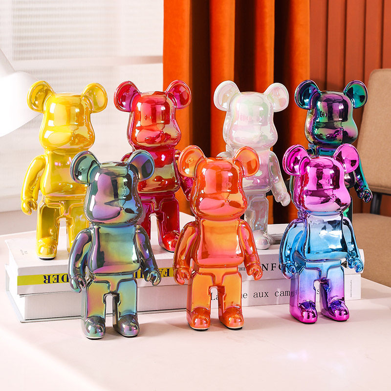 网红电镀暴力熊公仔摆件样板间玄关客厅轻奢高档电视柜装饰品酒柜