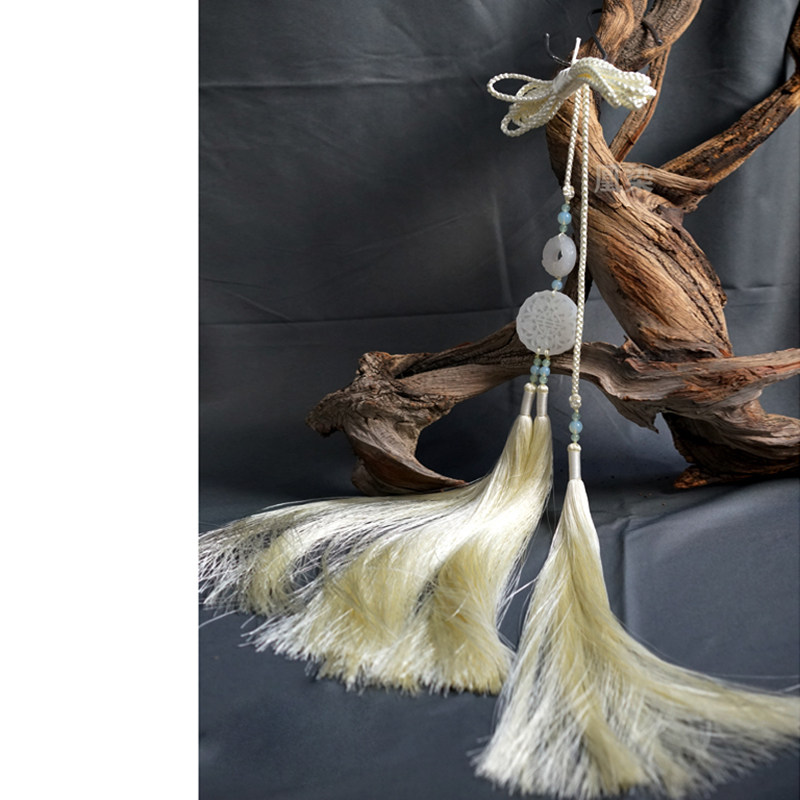 山盟-宫绦原创汉服腰带道袍配饰白玉坠腰绳佩丝绦玉佩长流苏男女