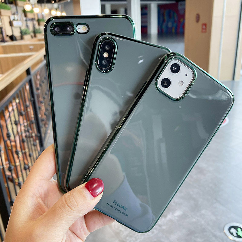 暗夜绿iphone11手机壳奶奶灰网红适用于苹果xsmax软硅胶全包x电镀