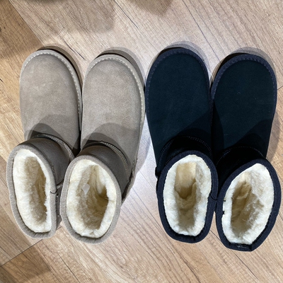 纯元捡漏。西班牙 小众品牌 防滑橡胶底女士雪地靴 羊皮羊毛
