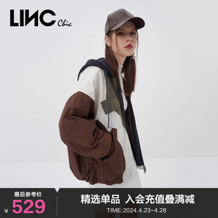 LINCCHIC金羽杰拼色轻薄短款羽绒服女冬季外套女秋冬款Y22802008