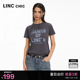LINCCHIC金羽杰短袖上衣女简约印花半袖舒适圆领T恤女S242TS282Y