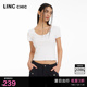 LINCCHIC金羽杰正肩短袖上衣简约截短大U领半袖T恤女S242FK357Y