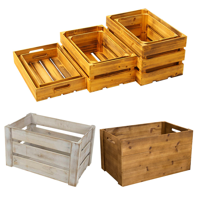 长方形_木箱子复古定制长方形花盆大号实木条筐水果收纳装饰小木箱储