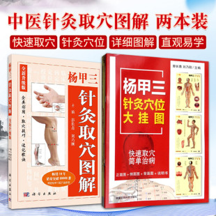 杨甲三针灸取穴图解 图解全新版+杨甲三针灸穴位大挂图 2本套装 精准取穴 取穴速查技巧 速记歌诀 针灸 人体经络穴位图解书