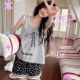 Gill Aimar小熊家背心睡衣女美少女可外穿家居服清新碎花短裤套装