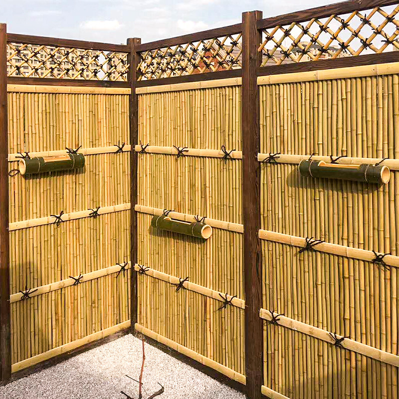 屏风室外日式庭院碳化竹篱笆栅栏围栏隔断定制花园竹围墙户外竹子