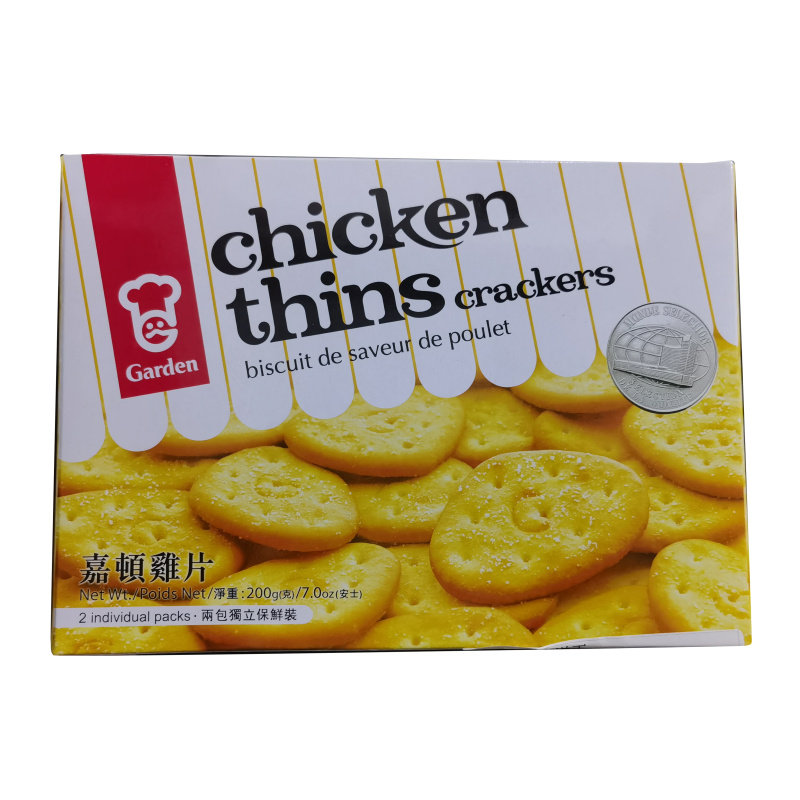 香港进口嘉顿鸡片饼干早餐饼干200克整箱12盒鸡味饼港版
