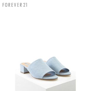 dior forever010黑 簡約粗跟牛仔拖鞋 Forever21 dior