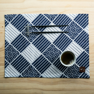 朵颐浮世绘印花餐垫家用桌布防水隔热餐巾垫格子纹餐布杯垫锅碗垫