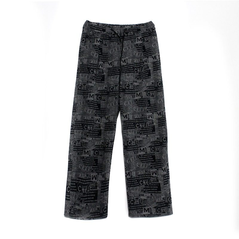 裤子女秋季韩版ins原宿风复古报纸宽松直筒阔腿显瘦休闲裤学生潮