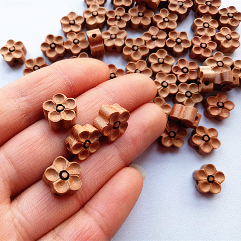 桃木雕刻工艺 桃木花五瓣花幸运花 梅花吊坠饰品配件