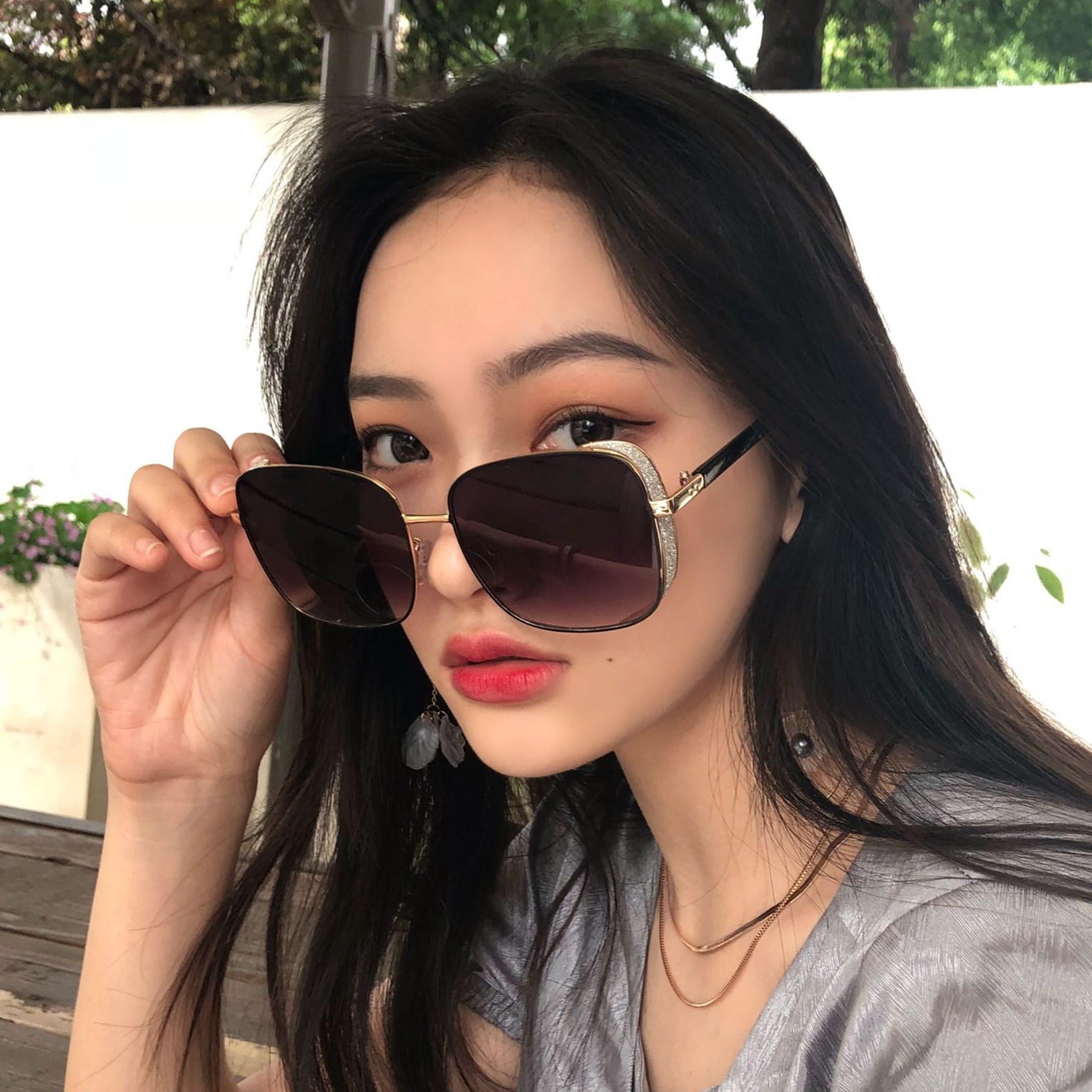 奢侈款四方大框厚边质感墨镜女显瘦素颜机场气质网红太阳镜眼镜