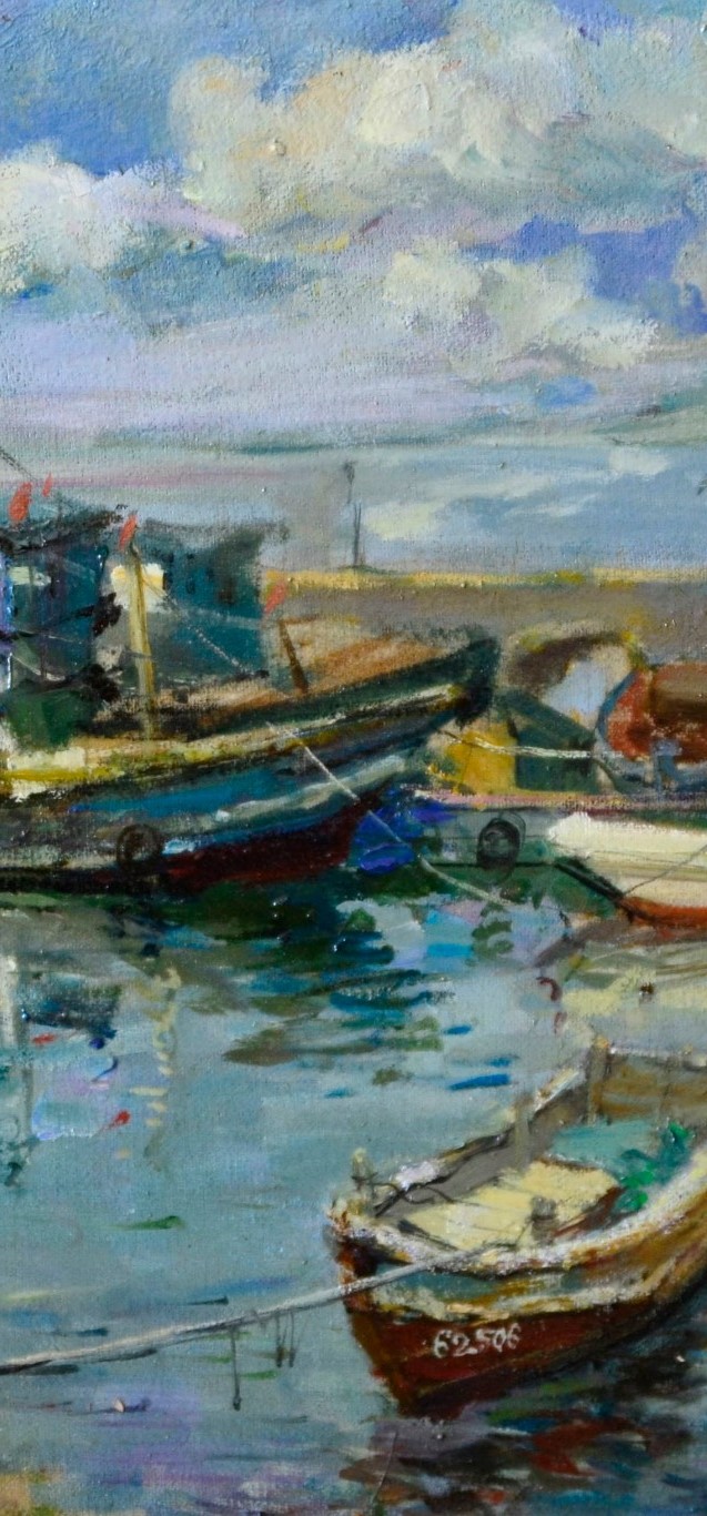 艺术家:李庆梅 油画作品《码头一一渡》