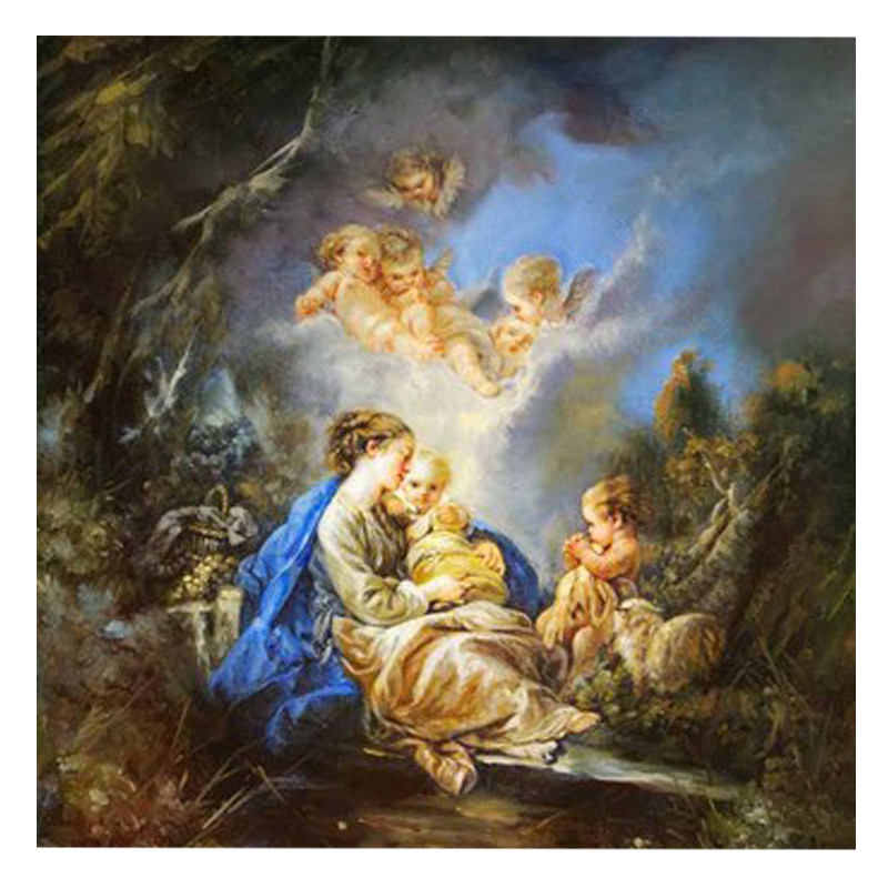 临摹布歇《圣母子和小圣施洗约翰和天使》布面油画